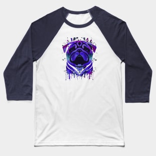 Pug Stencil Watercolor Artwork Baseball T-Shirt